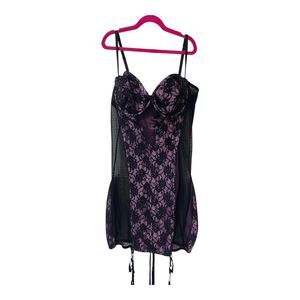 Seduction Purple Lilac/Black Lace-up Back Mesh Corset XL